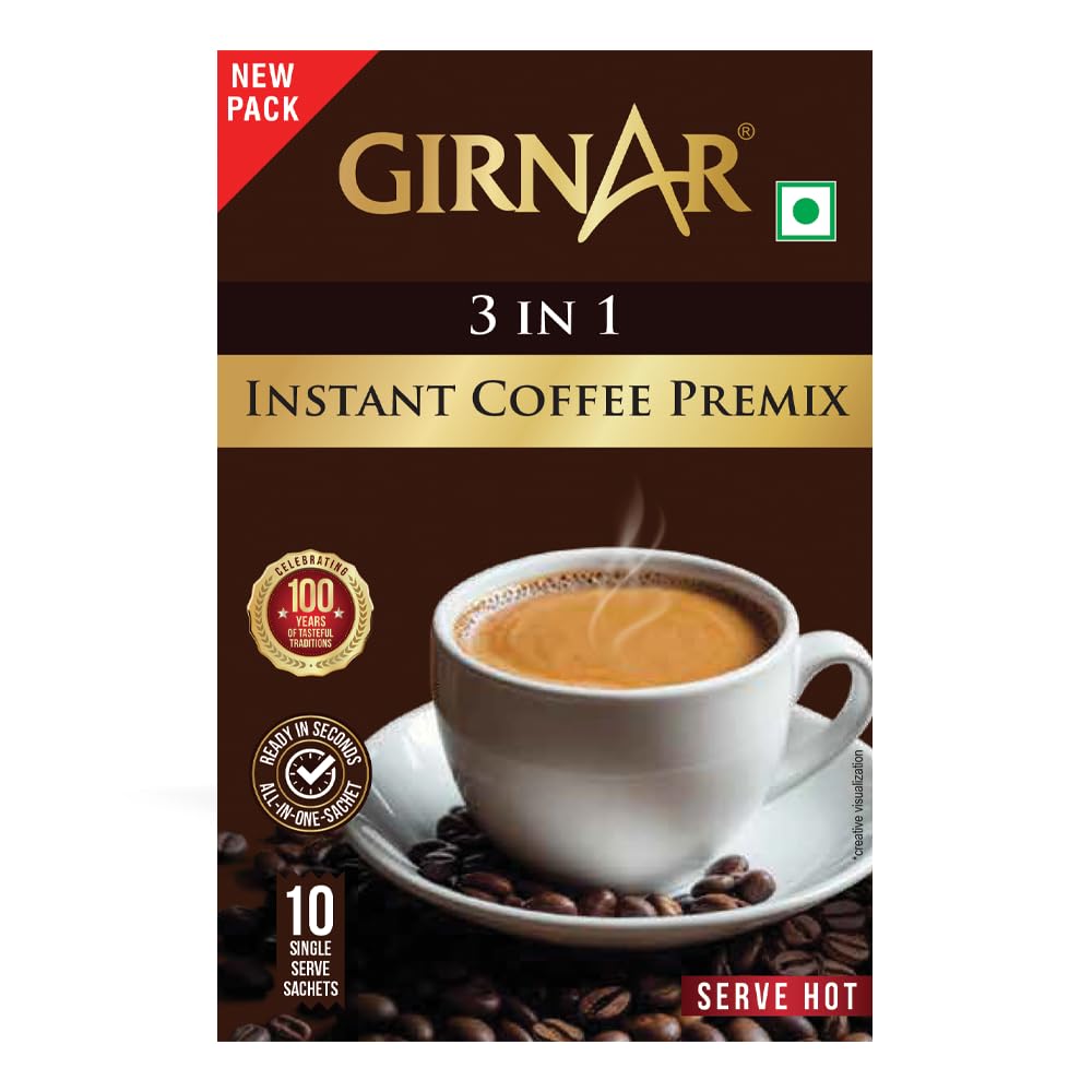 Girnar Instant Premix Кофе 3 в 1 10 Пакетиков Быстрого Приготовления Ароматный Кофейный Напиток