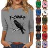 Women's Fashion Casual Three-Quarter Sleeve Printed  Neck T-Shirt Top