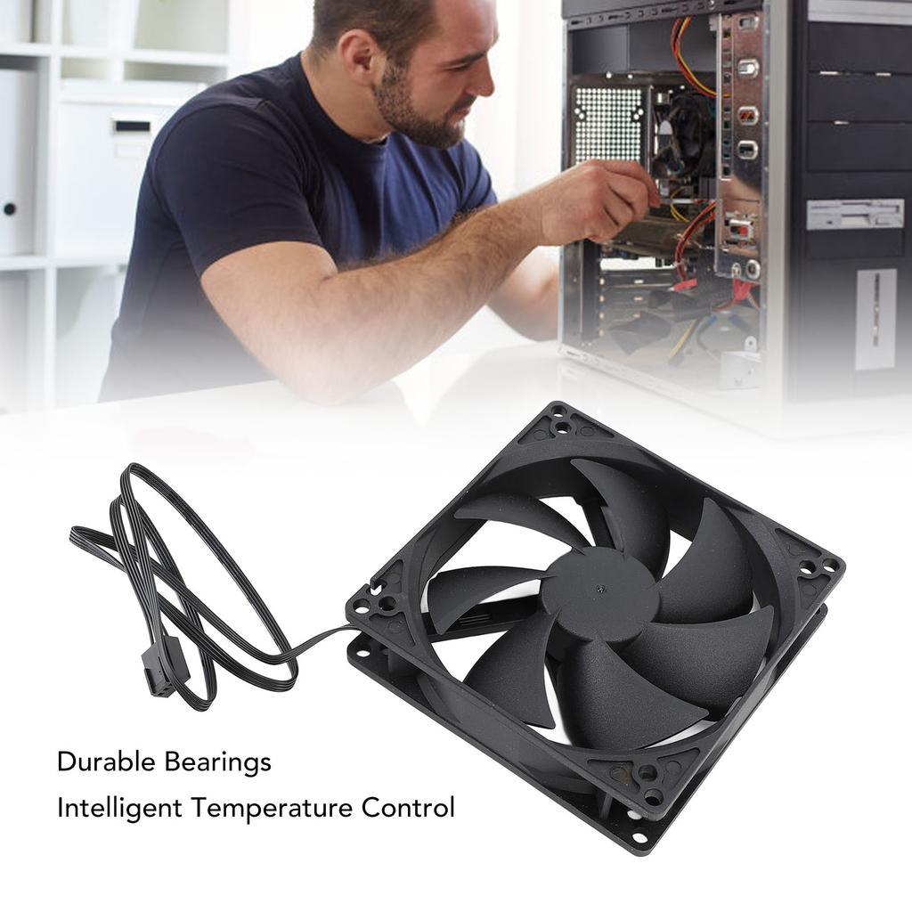 100mm PC PWM Case Fan 100mm Dual Ball Intelligent Temperature Control 1800RPM Low Noise 4PIN Computer Case Cooling Fan