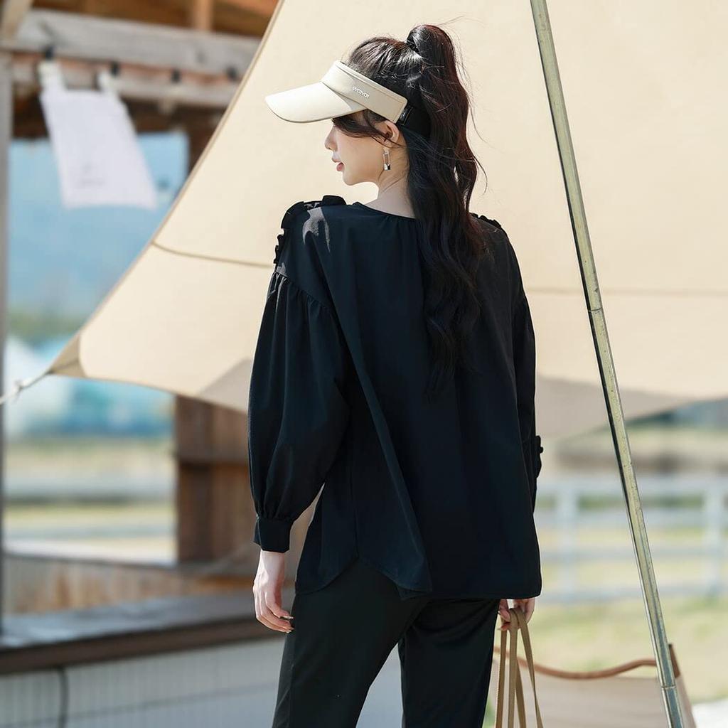 Плюшевый рашгард с длинным рукавом с разрезом, женские леггинсы, амфибийный, без капюшона, тонкий, rashguard027-B (М, Б Черный)