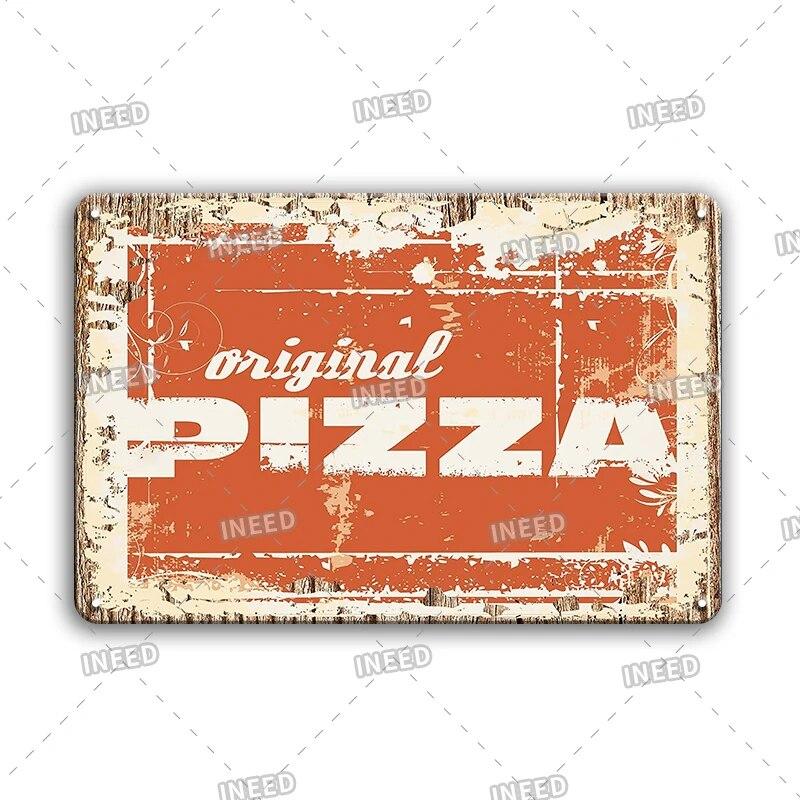 Pizza Zone Metal Poster Tin Plate Ice Cream Hot Dog Vintage Kitchen Iron Painting For Restaurant Party Home Wall Decoration