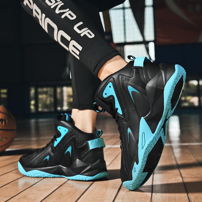 Мужские баскетбольные кроссовки. Новые баскетбольные кроссовки осенью и зимой. Мужская обувь. Высокие туфли большого размера. Спортивная обувь из кожи из суперволокна.