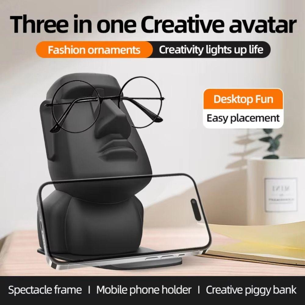 Creative Design Easter Island Statue Glasses Holder Creative Moai Statue Christmas Gift