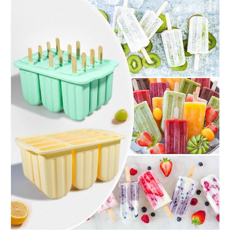 Silicone Ice Pop Molds 12 Cavity With Lid For Homemade Frozen Treats