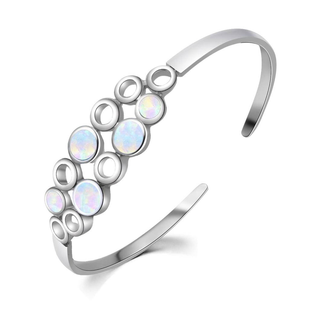 Браслет-манжета в гавайском стиле с инкрустацией опалом, ювелирное изделие