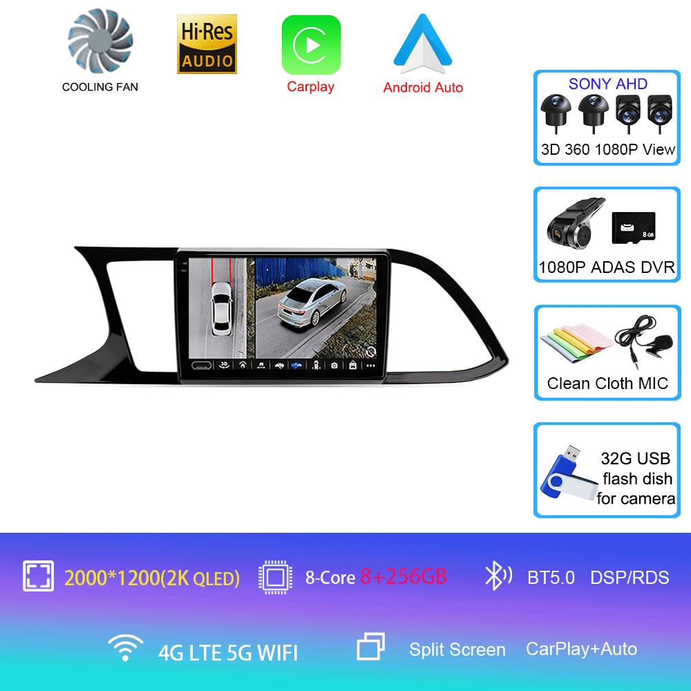 Android 14 Carplay для Seat Leon 3 2012 2013 2014 2015 - 2020 Навигация GPS Мультимедиа Автомобильный Радиоплеер стерео Wi-Fi+4G Auto BT