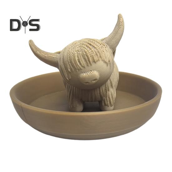 Держатель для кольца коровы Хайленд, мини-блюдо для кольца коровы Хайленд, пластиковая статуэтка крупного рогатого скота, подставка для ювелирных изделий на годовщину свадьбы, помолвку, подарок