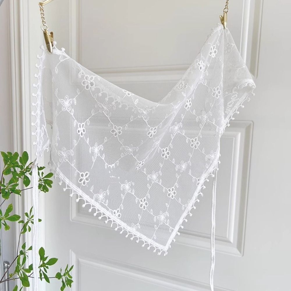 Turban Lace Triangle Bandana Countryside Style Flower Triangle Scarf Lace Hair Scarf Travel