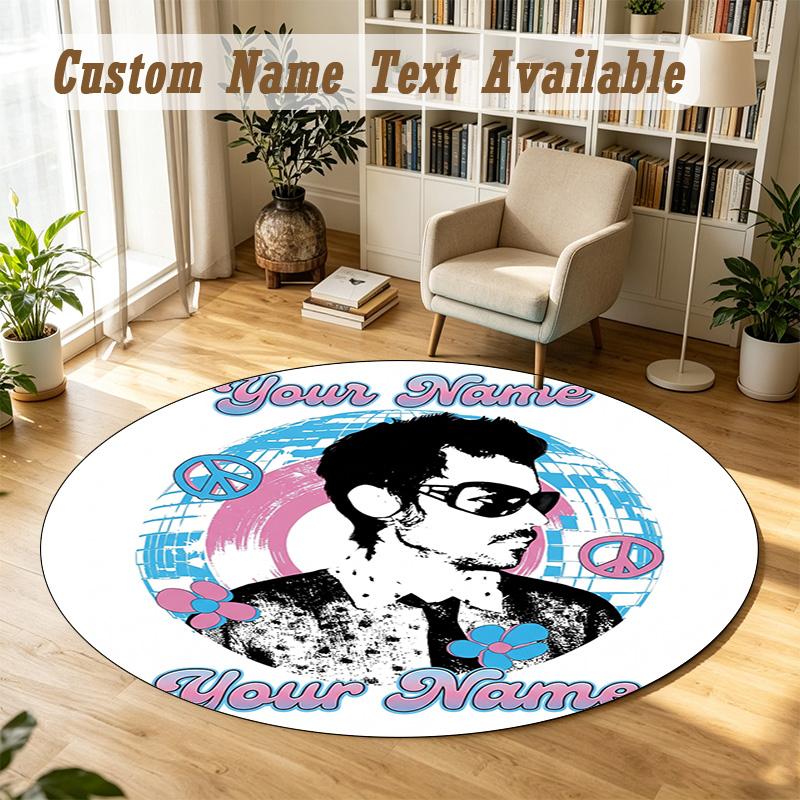Round Rug Custom NameHarry Styles Pattern Non Slip Carpet Home Floor Decor