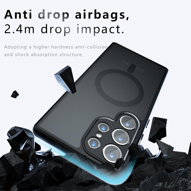 Для Samsung Galaxy S24 S23 S22 FE Plus Ультраматовый противоотпечаток пальца Противоударный магнитный чехол из ТПУ с защитой от падения Не желтеющая задняя крышка Корпус