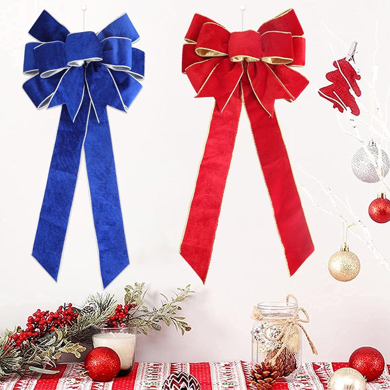 Christmas Big Ribbon Bow Outdoor Front Door Decorations Christmas Tree Hanging Red Bows New Year 2025 Supplies Home Ornaments