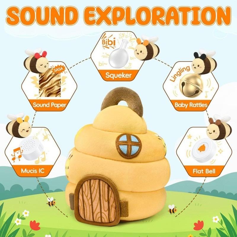 6Pcs Soft Bee Plush Toy Set With 5 Colorful Sensory Interactive Educational Dolls For Baby Gifts