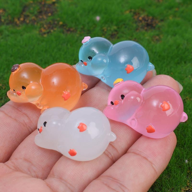 New Luminous Cute Duck Car Ornaments Auto Centre Console Dashboard Mirror Decorations DIY Garden Micro Landscape Accessories