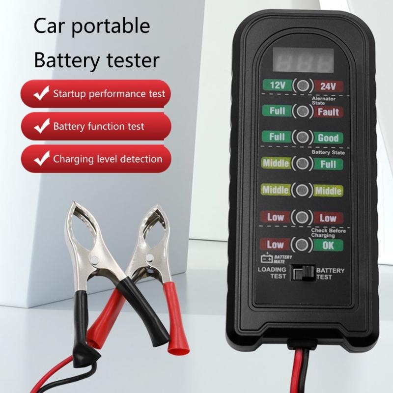 12V 24V Car Battery Tester Fault Detector Diagnostic Tools LED Indication Battery Checker for MotorcycleTruck Portable