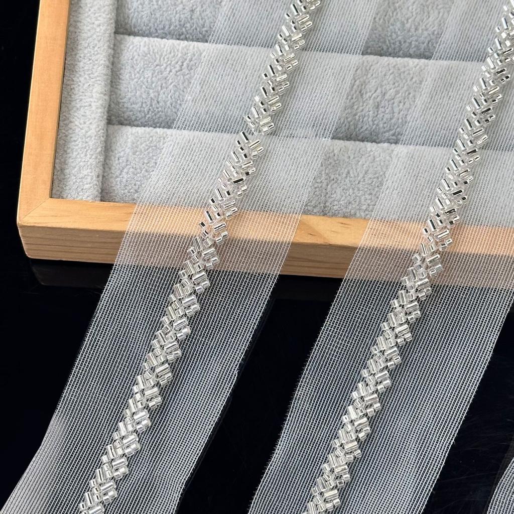 Сетка Машинная вышивка Шеврон Рисовые бусины Ручная работа DIY Ювелирные изделия Штрих-код Аксессуары для одежды Аксессуары для волос Украшение воротника Кружево из бусин