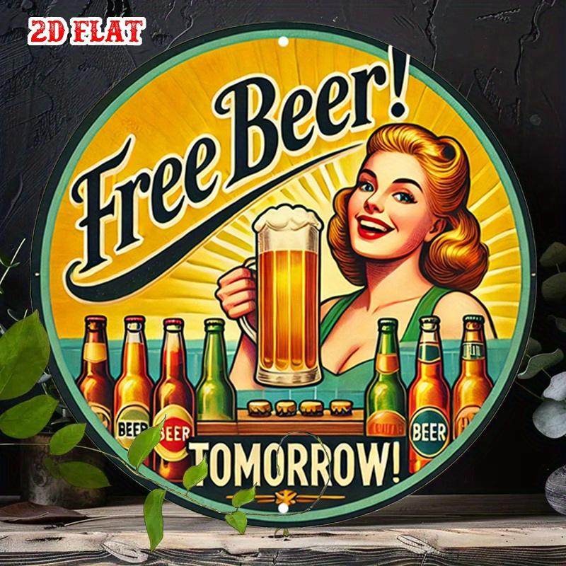 D Flat pc Vintage Design Round Aluminum Sign Pop Art Metal Tin Sign Retro Humor X Round Aluminum Sign Free