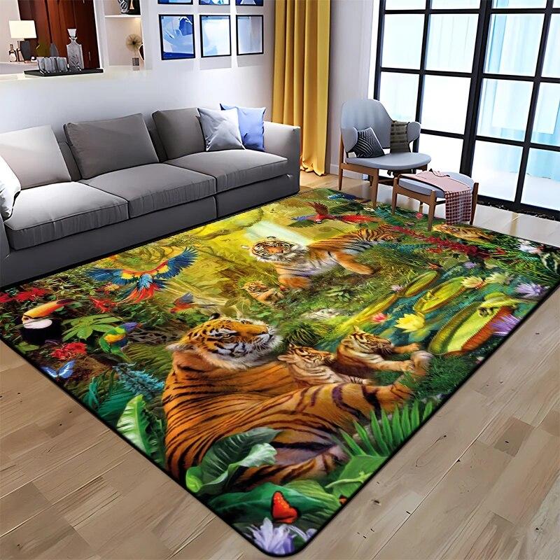 3D Printing Tiger Beauty Printed Carpet for Living Room Non-Slip Area Rug Bedroom Modern Home Decoration Yoga Mat Dropshipping