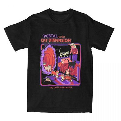 Футболки Cat Dimension Мода Уличная одежда Повседневная Винтажная Мужская Женская Хлопок С коротким рукавом Забавная Стильная Милая Харадзюку Унисекс Топы
