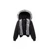 American Vintage Leopard Print Parka Hooded Zip Up Loose Fit Winter Cotton Coat Teens