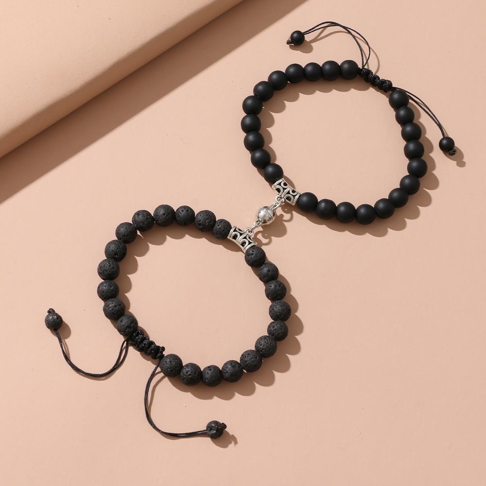 Мода 2 шт./компл. натуральный камень бусины браслет для йоги для влюбленных расстояние магнит пара браслеты ювелирные изделия дружбы