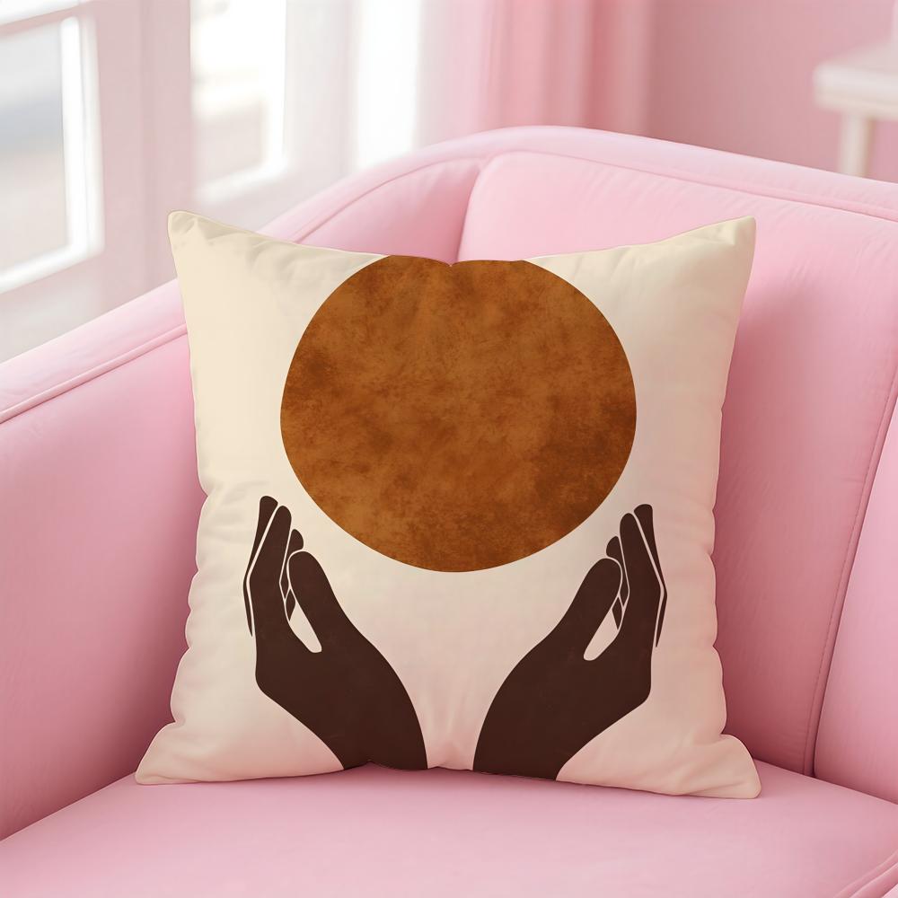 Geometric square warm color modern simplicity Cushion Cover Pillow Case Soft Friendly Fabric Concealed Zipper
