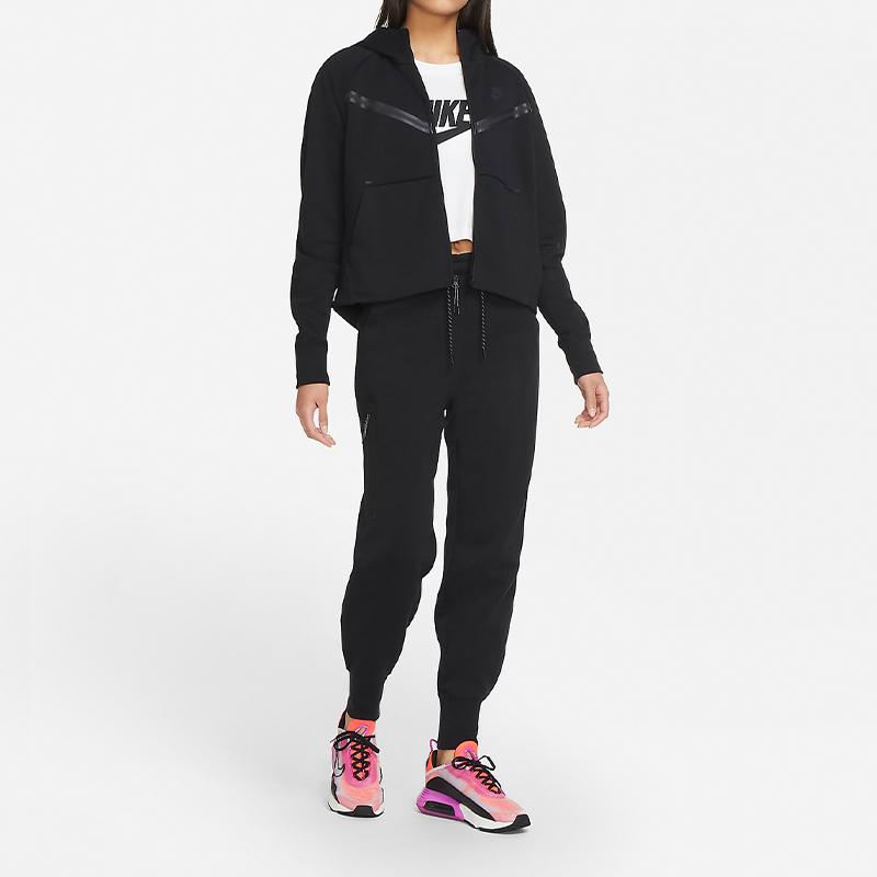 Nike Спортивная женская куртка-бомбер Windrunner Full-Zip Hoodie из флиса с капюшоном черного цвета CW4299-010