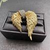Elegant Gold-Plated Vintage Wing Brooch: Retro 3D Design for Suits and Coats