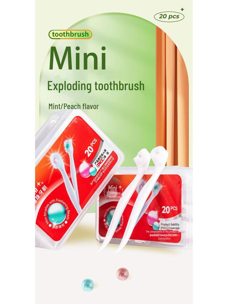 Одноразовая зубная щетка с разрывающимися шариками и мягкой щетиной — портативная, в индивидуальной упаковке для взрослых