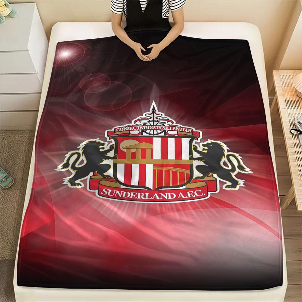 1PC Sunderland Association Football Club Patterned Flannel Blanket Suitable For All Seasons for Home Decor Warmth and Comfort Gifts Holiday Present