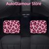 Pink Leopard Print Set of 4Pcs Car Floor Mats for Women Non Slip Car Accessories Front and Back Carpet Rug Durable