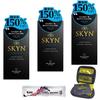 Презервативы SKYN Extra Lub с гелем с повышенным увлажнением (Облегчение боли) – 10 Презервативов × 3 Коробки [Набор с футляром и смазкой]