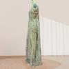 Женское сексуальное блестящее платье макси «Русалка» без рукавов с глубоким V-образным вырезом и высоким разрезом, облегающее фигуру, с цветочным принтом