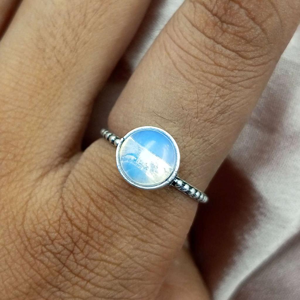 Opalite Gemstone 925 Sterling Silver Plated Handmade Ring Jewelry PQY-IJ10649