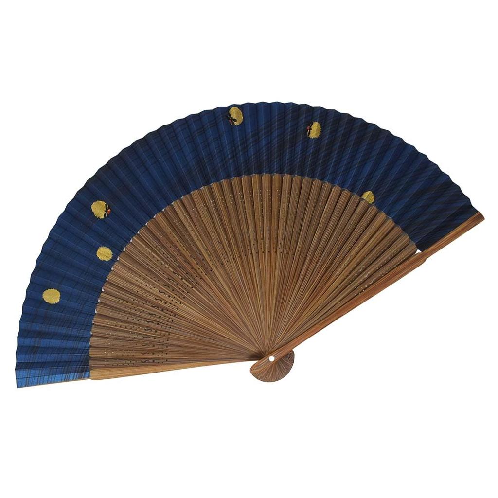 Painted Made In Karaki Medium Large and Short Navy Pearl Firefly Fan, High-quality Fan, Scented, Japan, Carving, Fabric, Fabric, 22.5cm