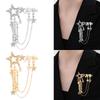 Elegant Rhinestones Star Brooch With Chain Fringe For Women Stylish Accessory for Dresses and Coats Decoration