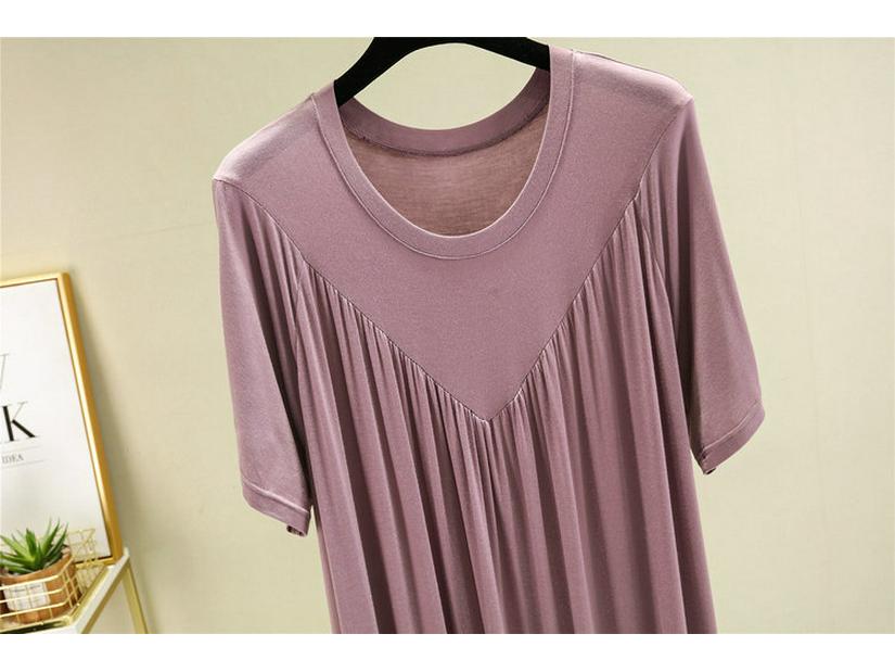 Женская ночная сорочка А-силуэта с плиссировкой больших размеров - Летняя модальная