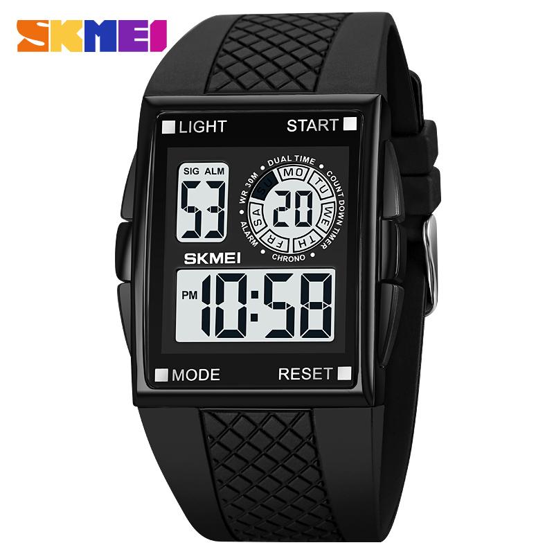 SKMEI 1967 Fashion LED Light Electronic Men's Watch Sports Waterproof Countdown Retro Dial Digital Watch relgios masculino