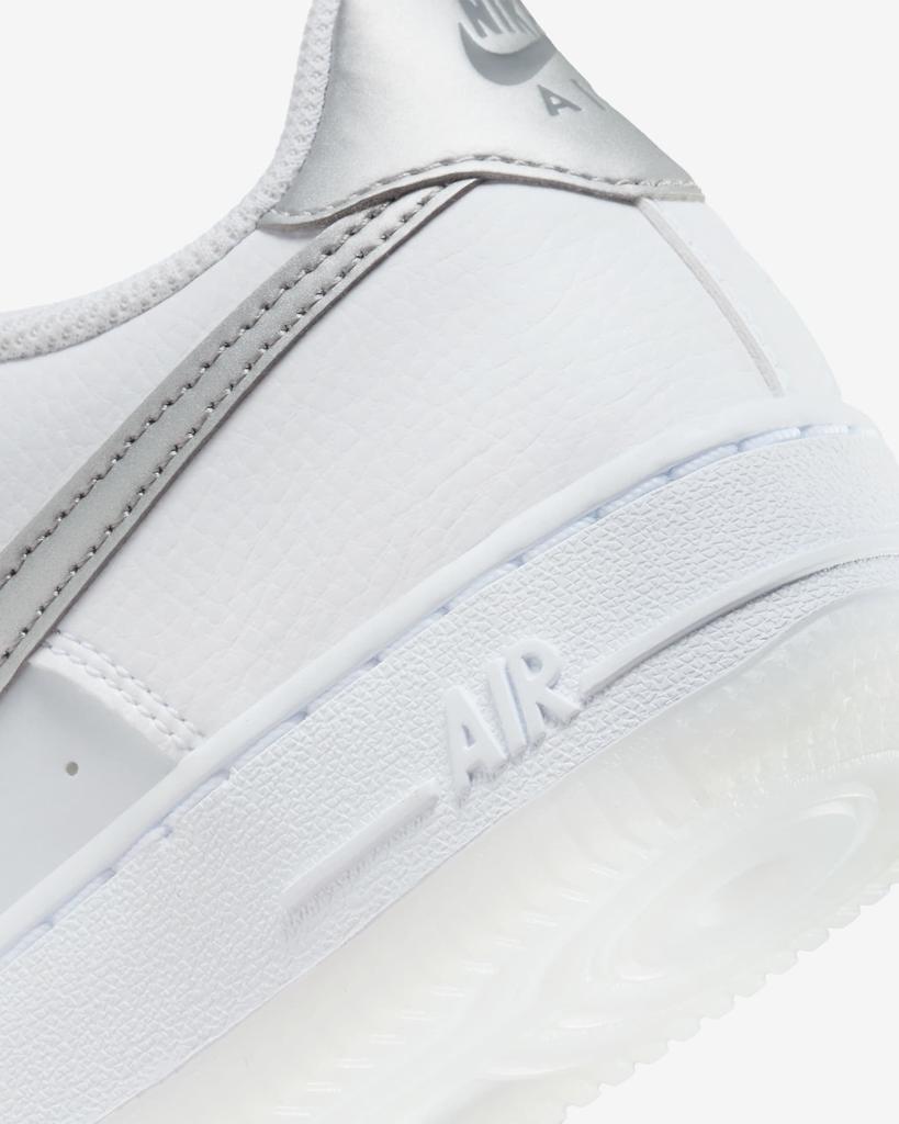 FV3981-100 Nike GS Air Force 1 White Pure Platinum Football Grey Metallic Silver