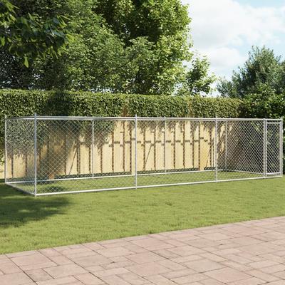 Vidaxl Клетка для собаки, с дверью, серая, 6x2x1,5 м, сталь