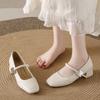 Мода 2024 года, женская весенняя повседневная обувь с квадратным носком и мягкой подошвой, балетки в стиле Лолиты, бежевые туфли на плоской подошве, женские элегантные туфли Мэри Джейн с пряжкой во французском стиле в стиле ретро