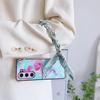 Cute Blooming PU Leather Cover with Scarf Handbag Style Chain Wrist Strap For Samsung Galaxy Z Fold 6 5 4 3 5G Hard Phone Case