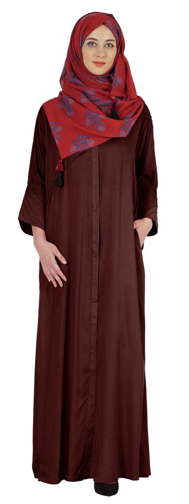 Bimba Islamic Clothes For Women Long Prayer Robe Maxi W Printed Hijab Rayon Abaya Front Button Muslim