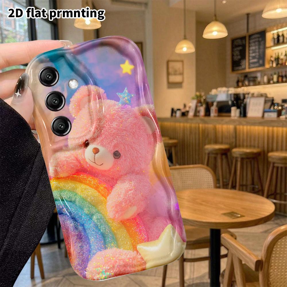 Phone Case: 2D Flat Samsung Galaxy A34 A35 M05 M06 S20 S22 S21 FE Plus 5G Protective Case, Cute Bear Rainbow, Christmas and Halloween Gift