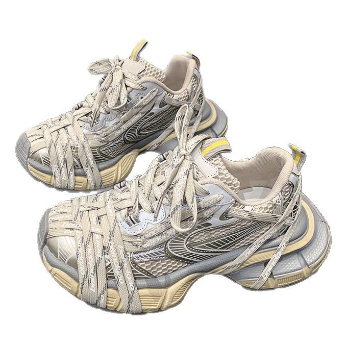 Париж ремешок платформа жареные уличные папины кроссовки женские 2025 новые маленькие универсальные увеличивающие рост повседневные кроссовки для бега