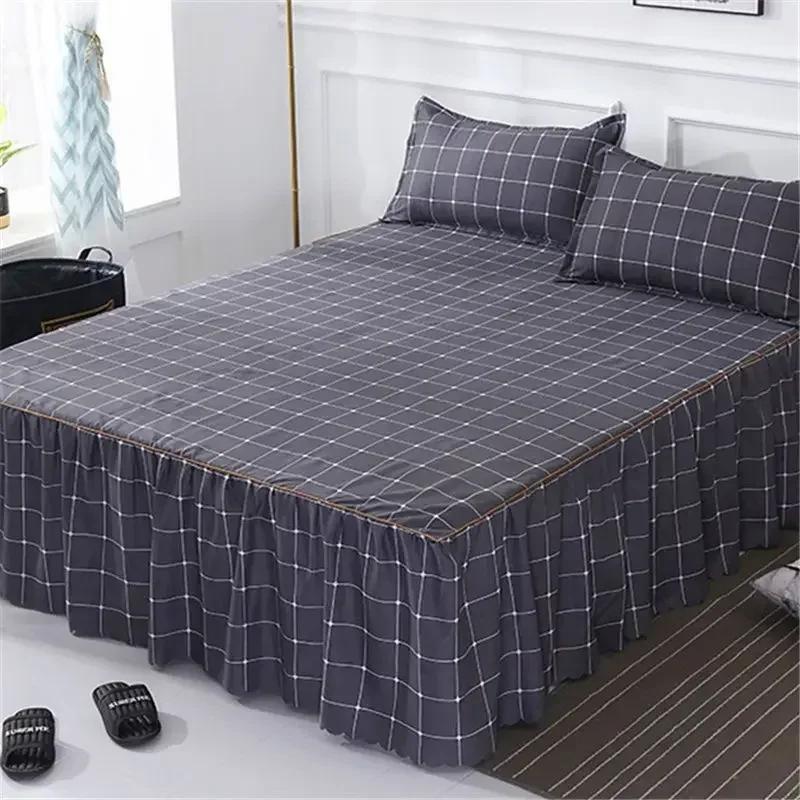 Bed Skirt Cotton Bedspread Set Embroidery Bed Dress Pillow Cases 3 Pieces/Set For King/Queen Double 1.5/1.8/2M Sheet Cover