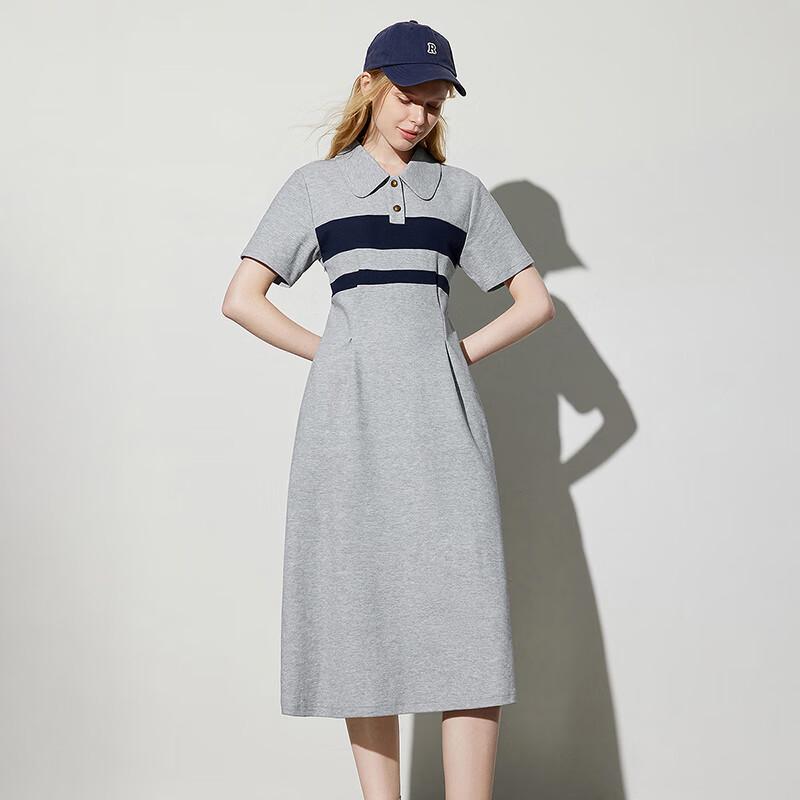 Chuyu Women's Color-Block Stripe Polo Long Dress