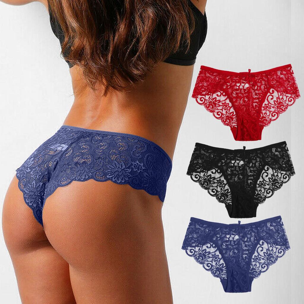 Ladies Sexy Underwear Mid-Waist Lace Briefs Sexy Panties