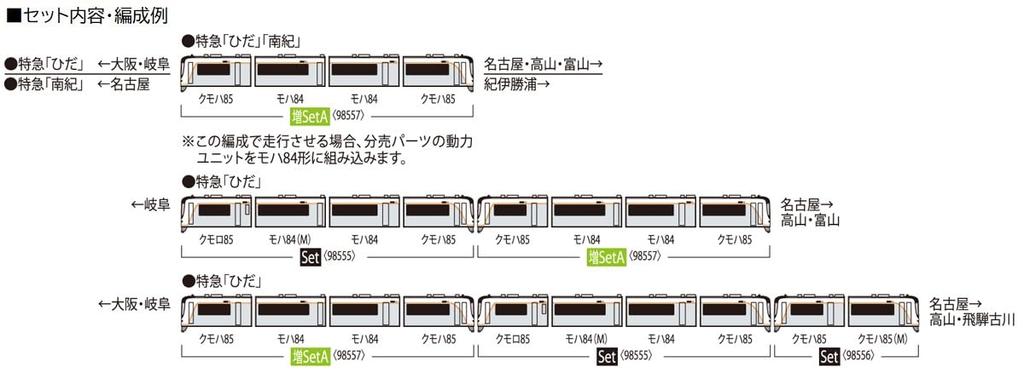 Комплект расширения для гибридного вагона серии JR HC85 с калибром N TOMIX A 98557 Железнодорожная модель поезда