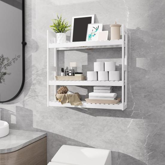 Настенная полка для хранения вещей, настенная, 3 яруса, большая вместимость, устойчивая конструкция, регулируемая высота ярусов, кухонная подставка для специй, книжная полка для хранения в ванной