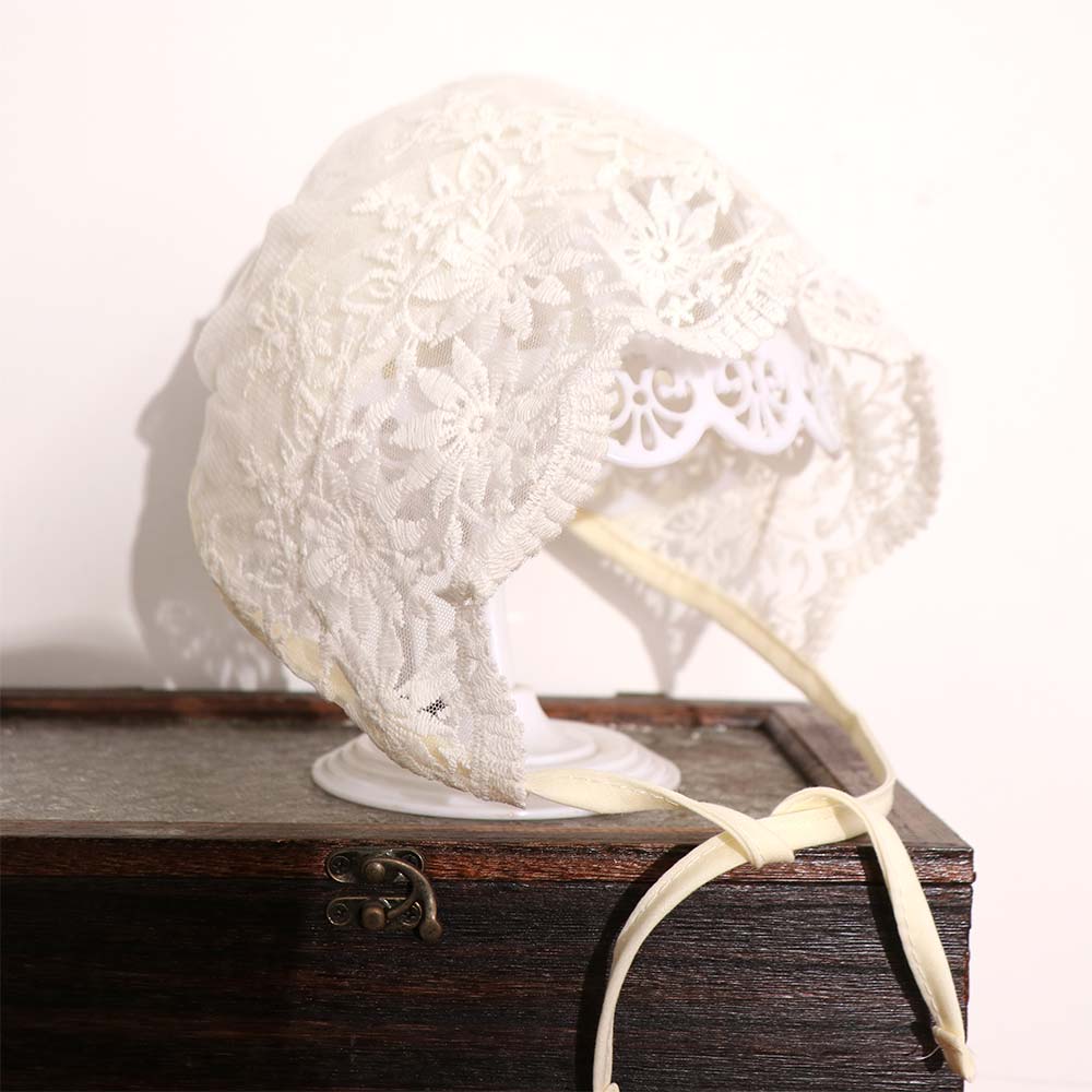 White Infant Lace Hat Flower Girl Bonnet Cap Cute Baby Lace Hat Newborn